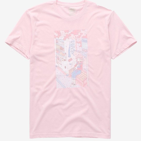 Cherry Blossom Anime Pocari Sweat Pink T-Shirt Vapor95 Japanese Style - Picture 1 of 4